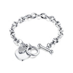 Double Heart Women's Chain Bracelet Silver