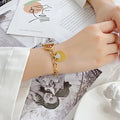 Double Heart Women's Chain Bracelet Gold