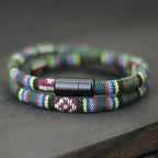 Multicolor Ethnic Double Braided Bracelet green