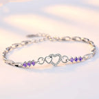 Elegant Bracelet with Purple Zircon Heart