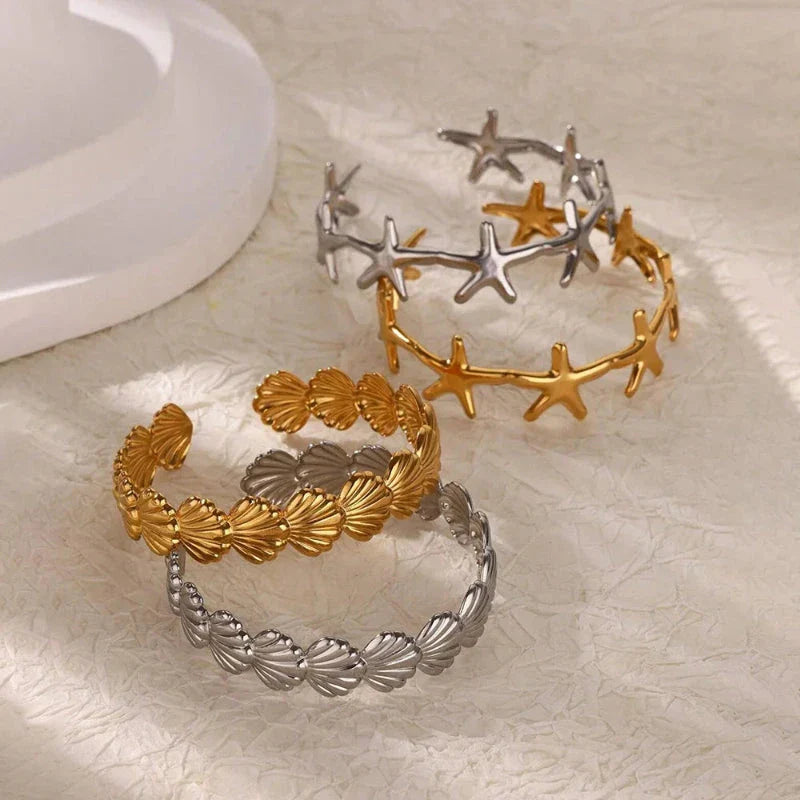 Elegant Bracelet Shells Starfish and Scallops silver