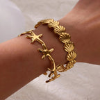 Elegant Bracelet Shells Starfish and Scallops gold