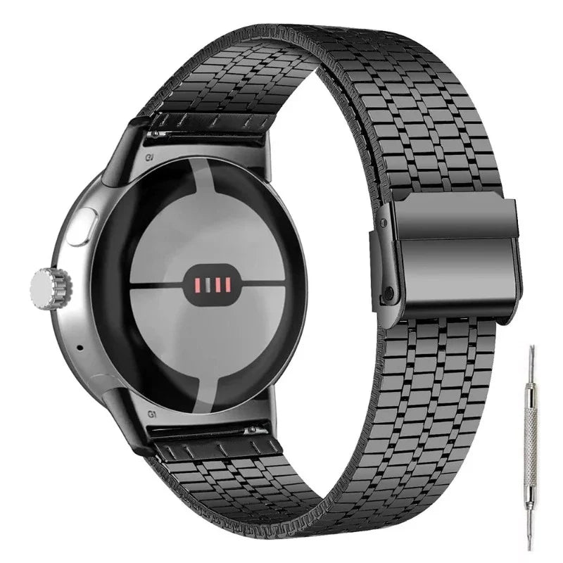 Mesh Hardened Steel Bracelet Smartwatch Google Pixel Watch 1 & 2 black