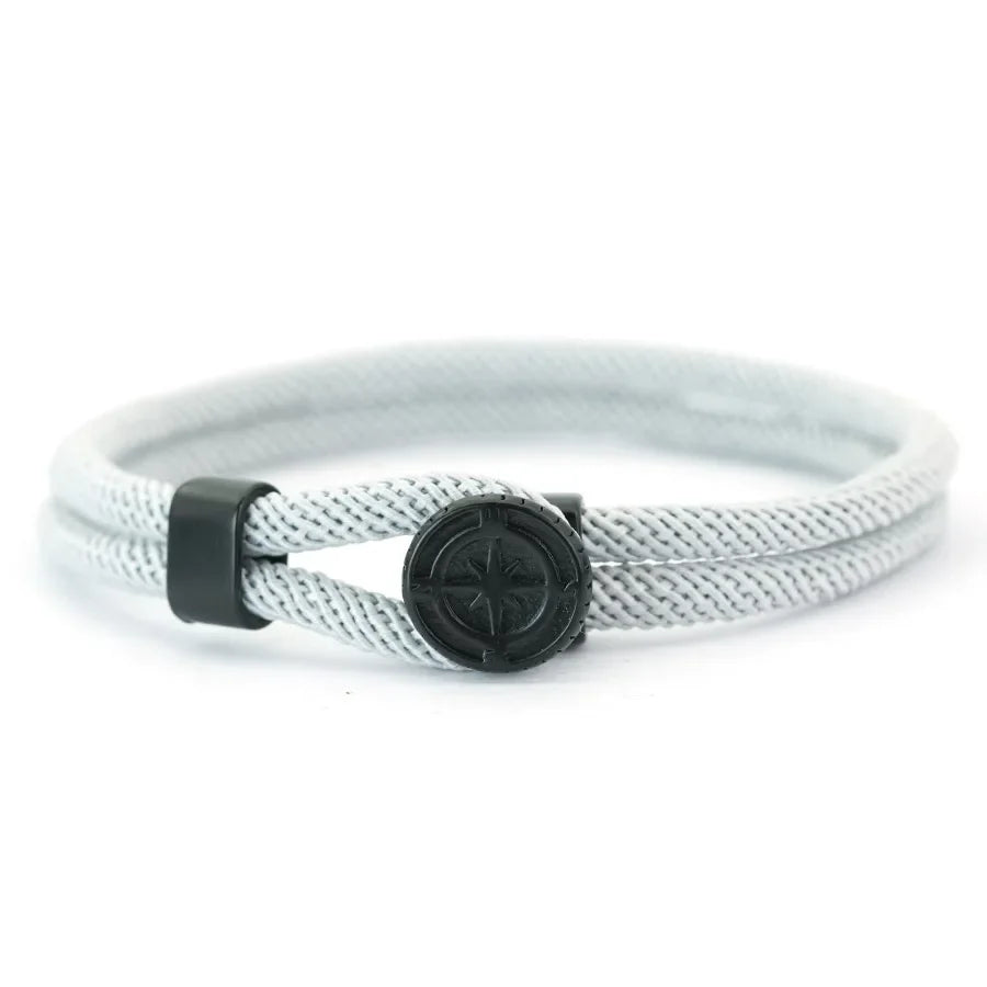Black Compass Rope Bracelet Rose of the Winds gray