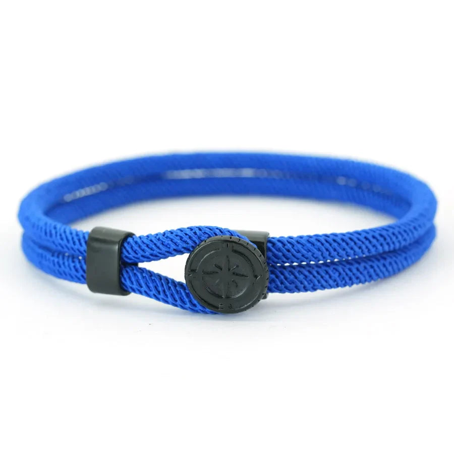 Black Compass Rope Bracelet Rose of the Winds royal blue