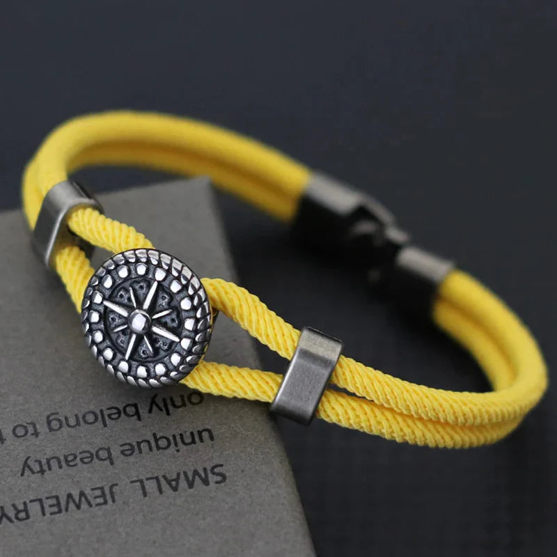 Yellow Rope Bracelet with Compass Rose
