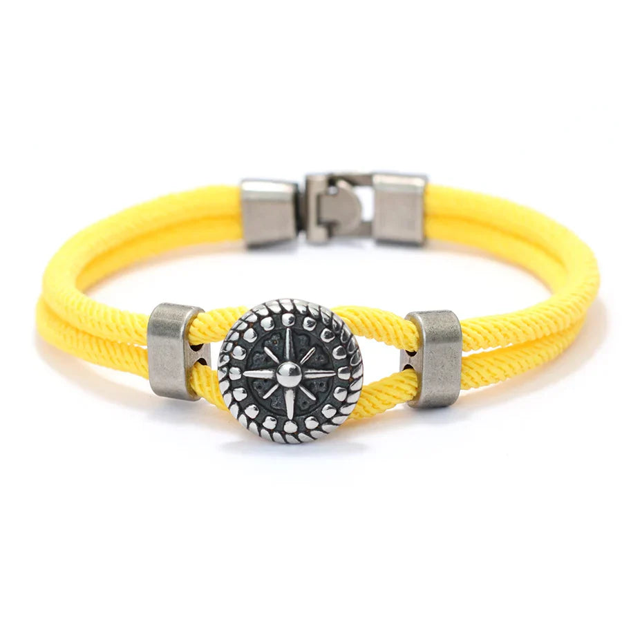 Yellow Rope Bracelet with Compass Rose