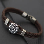 Brown Rope Bracelet with Compass Rose
