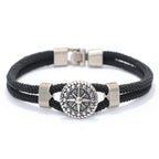 Black Rope Bracelet with Compass Rose