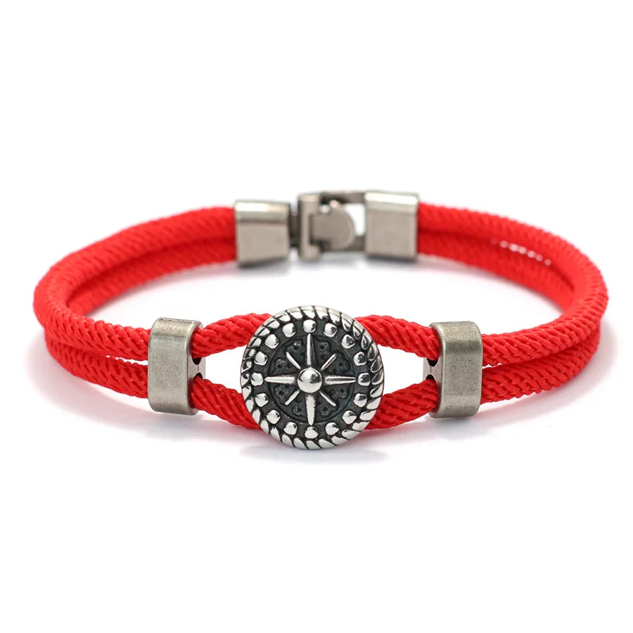 Red Rope Bracelet with Compass Rose