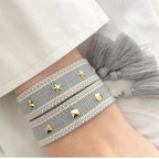Rope Bracelet with Stars for Men or Women gray