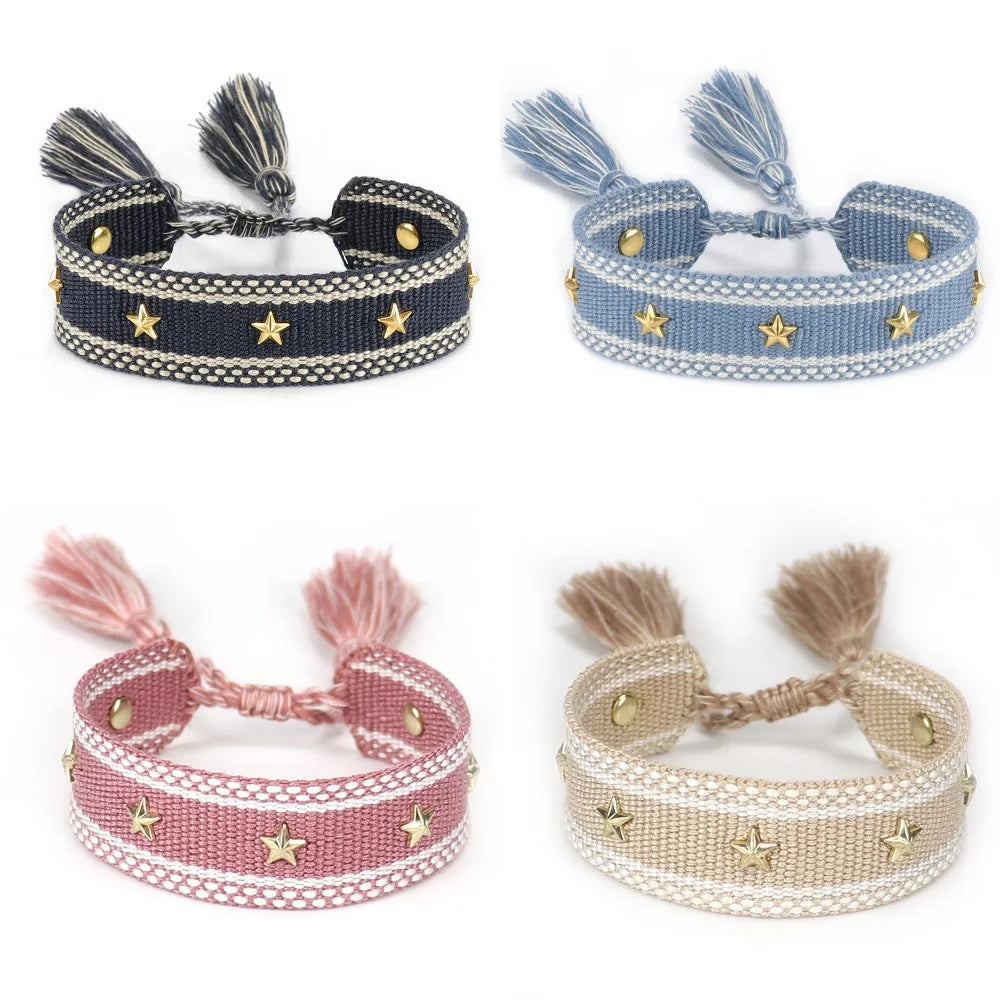 Rope Bracelet with Stars for Men or Women
