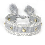 Rope Bracelet with Stars for Men or Women gray