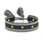 Rope Bracelet with Stars for Men or Women black