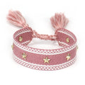 Rope Bracelet with Stars for Men or Women dark pink