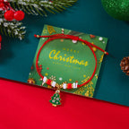 Rope Bracelet with Red Christmas Tree and Baubles Pendant