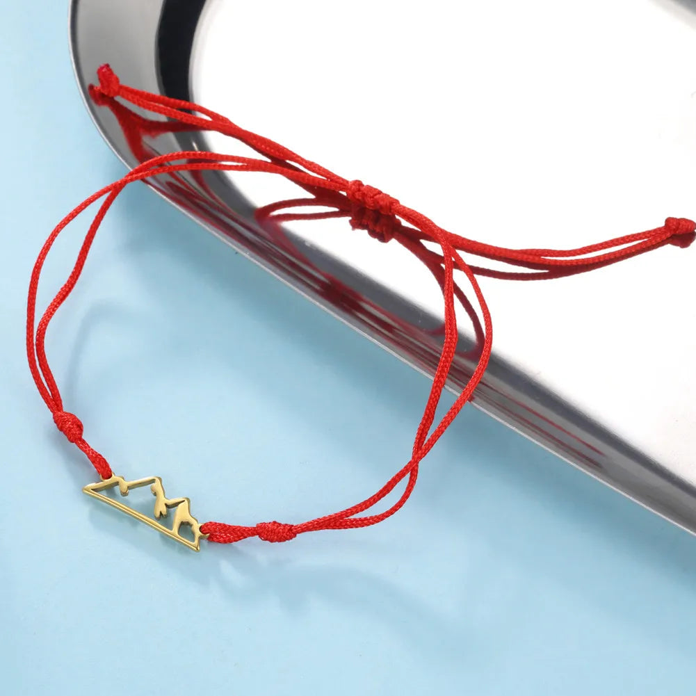 Bracelet with Rope and Mountain Pendant for Women or Men red