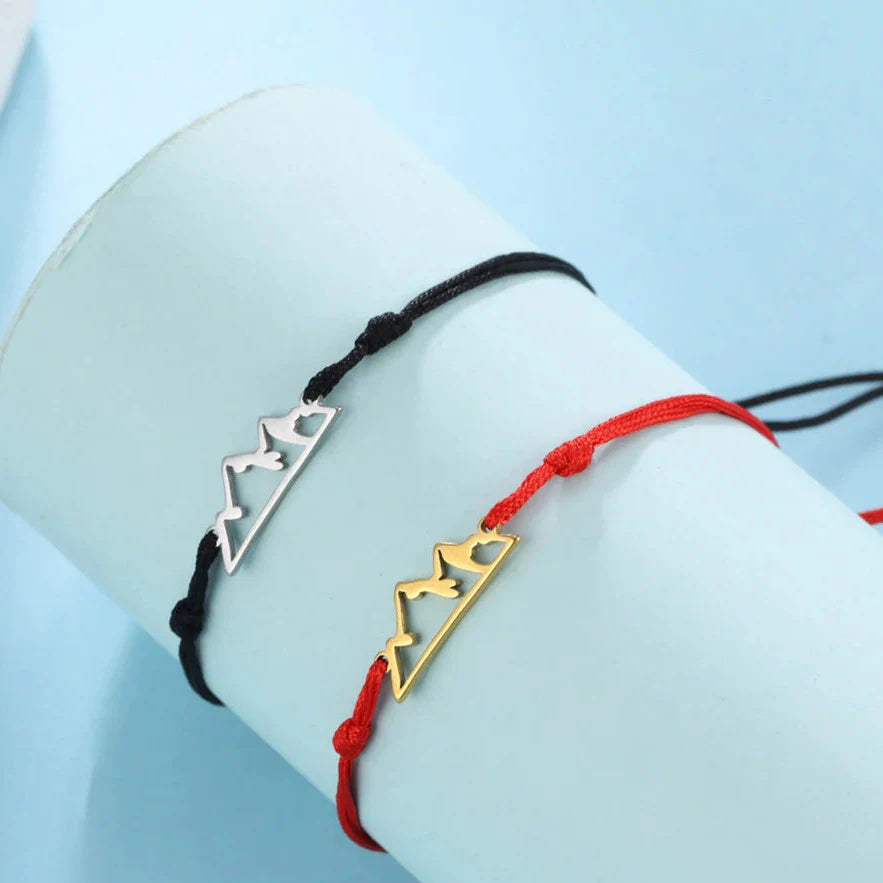 Bracelet with Rope and Mountain Pendant for Women or Men black