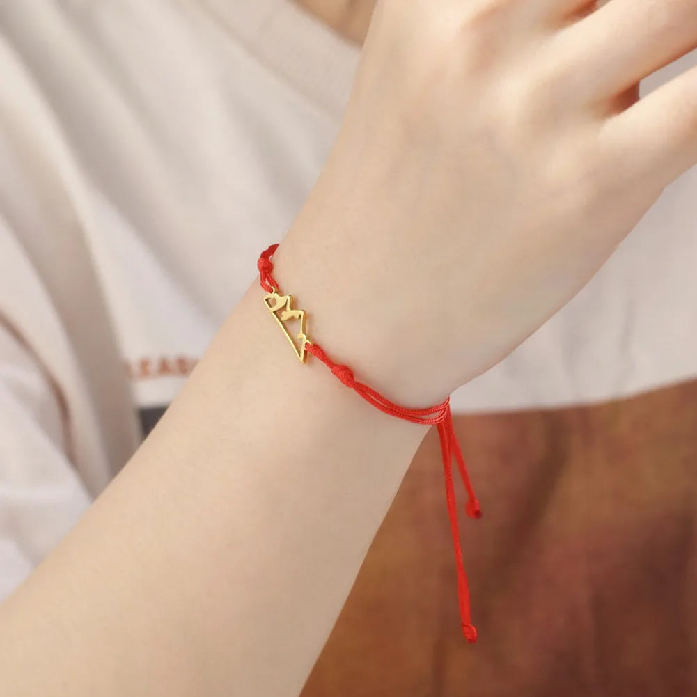 Bracelet with Rope and Mountain Pendant for Women or Men red