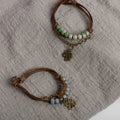 Rope Bracelet with Four-Leaf Clover and Green Beads