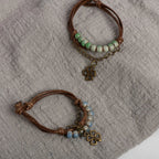 Rope Bracelet with Four-Leaf Clover and Green Beads