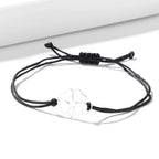 Rope Bracelet with Black and Silver Lucky Four-Leaf Clover