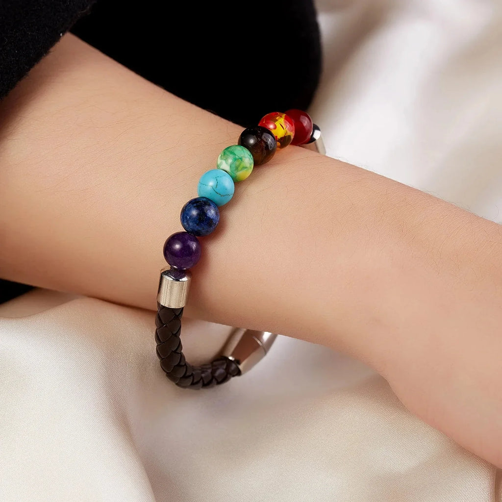 7 Chakras Rope and Stone Bracelet