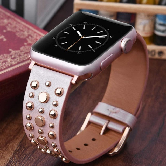 Leather Bracelet with Rivets for Apple Watch