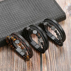 Tree of Life Leather Bracelet Beaded Men