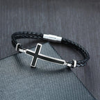 Leather Bracelet with Christian Cross