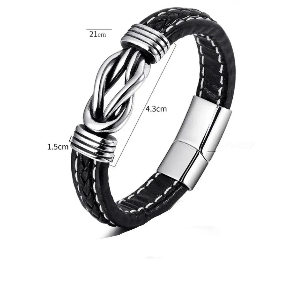 Leather bracelet with knot for men 
