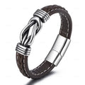Leather bracelet with knot for men brown