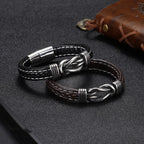 Leather bracelet with knot for men black