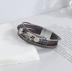 Gray shell and starfish leather bracelet