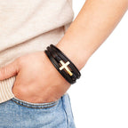 Cross Leather Bracelet for Men