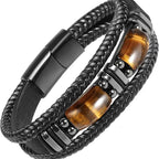 Leather and Tiger's Eye Stone Bracelet