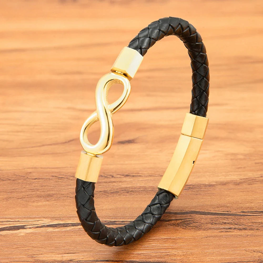 Modern Infinity Men's Leather Bracelet
