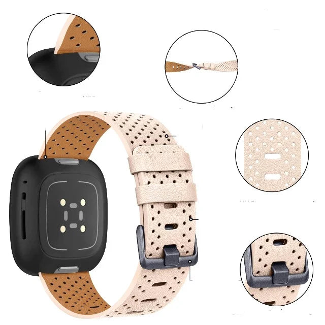 Leather Strap Fitbit Watch Versa 3 Versa 4 Sense 2