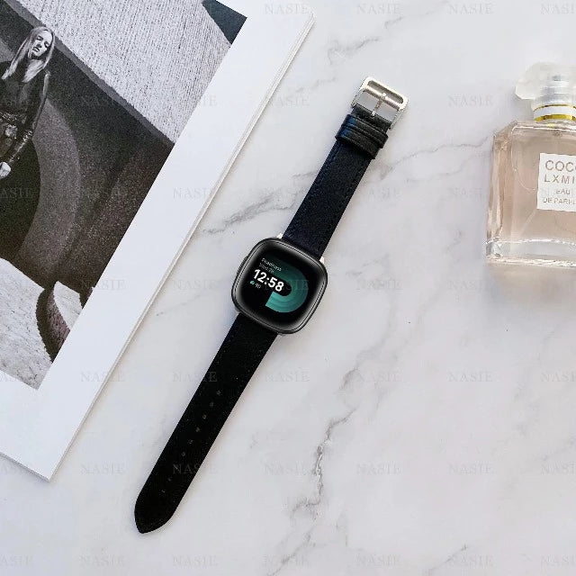 Leather Strap for Fitbit Versa 3 Versa 4 Sense 2 Watch
