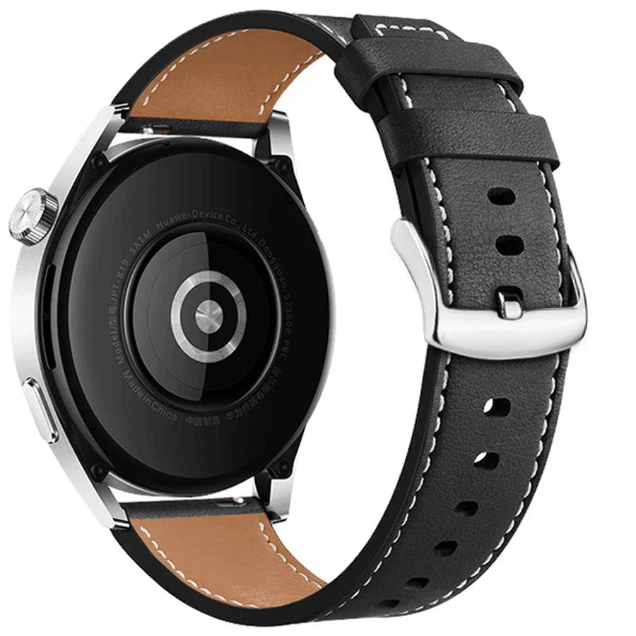 Black Leather Smartwatch Strap for Google Pixel Watch 1 & 2