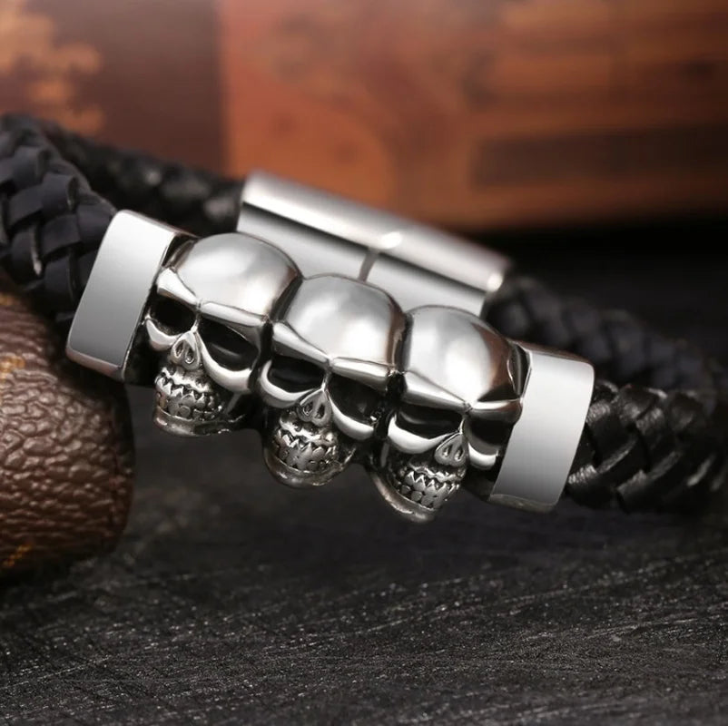 Leather Skull Bracelet