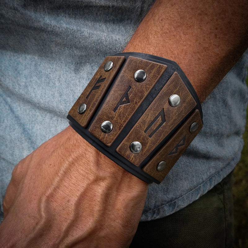 Brown Viking Celtic Runes Bracelet