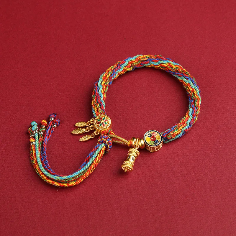 Tibetan Buddhist Charm Cord ID Bracelet