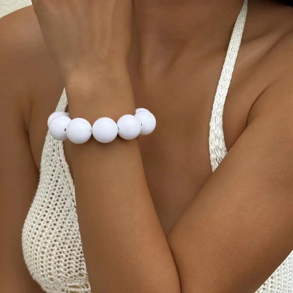 Women's Color Bead Bracelet white