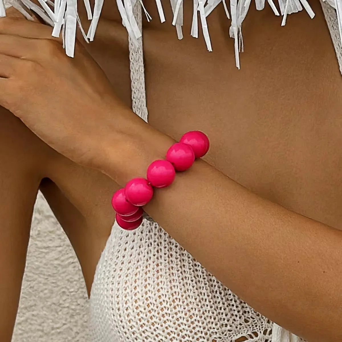 Women's Color Bead Bracelet pink