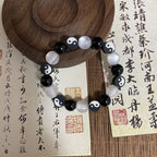 Black and White Yin Yang Bead Bracelet