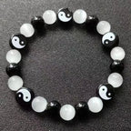 Black and White Yin Yang Bead Bracelet