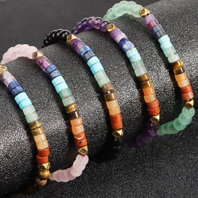 Natural Stone 7 Chakras Bracelet Green Aventurine