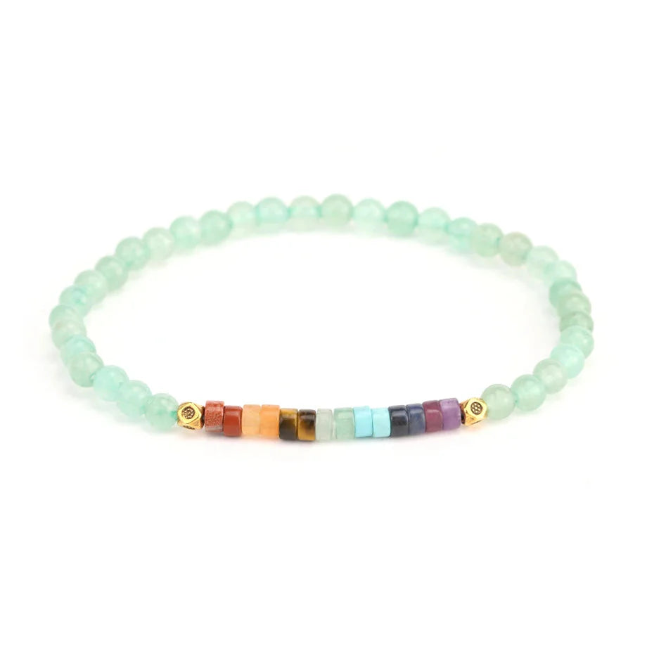 Natural Stone 7 Chakras Bracelet Green Aventurine