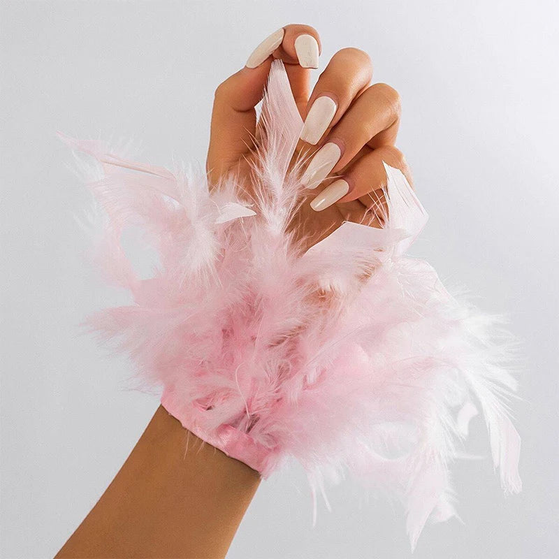 Pink airy pink feather bracelet
